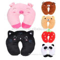 Cheap LOW MOQ cute animal u shape neck pillow case funny custom stuffed soft plush bear U shaped pillow